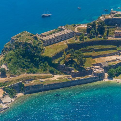 Aerial view of Kerkyra, Old Fortress, Corfu, Greece